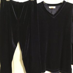 Gilligan & O'Malley Sz XL Blue Velour Loungewear 2